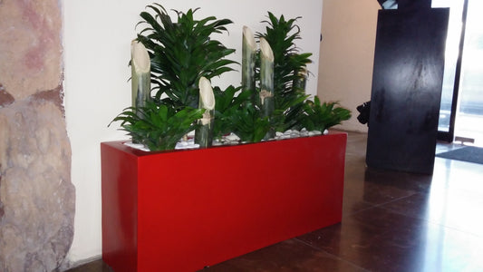 Maceta Jardinera Rectangular de Fibra de Vidrio de 90 CM de largo Resistente Colores