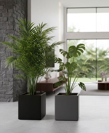 Maceta minimalista cuadrada amplia 40x36 cm resistente colores disponibles.