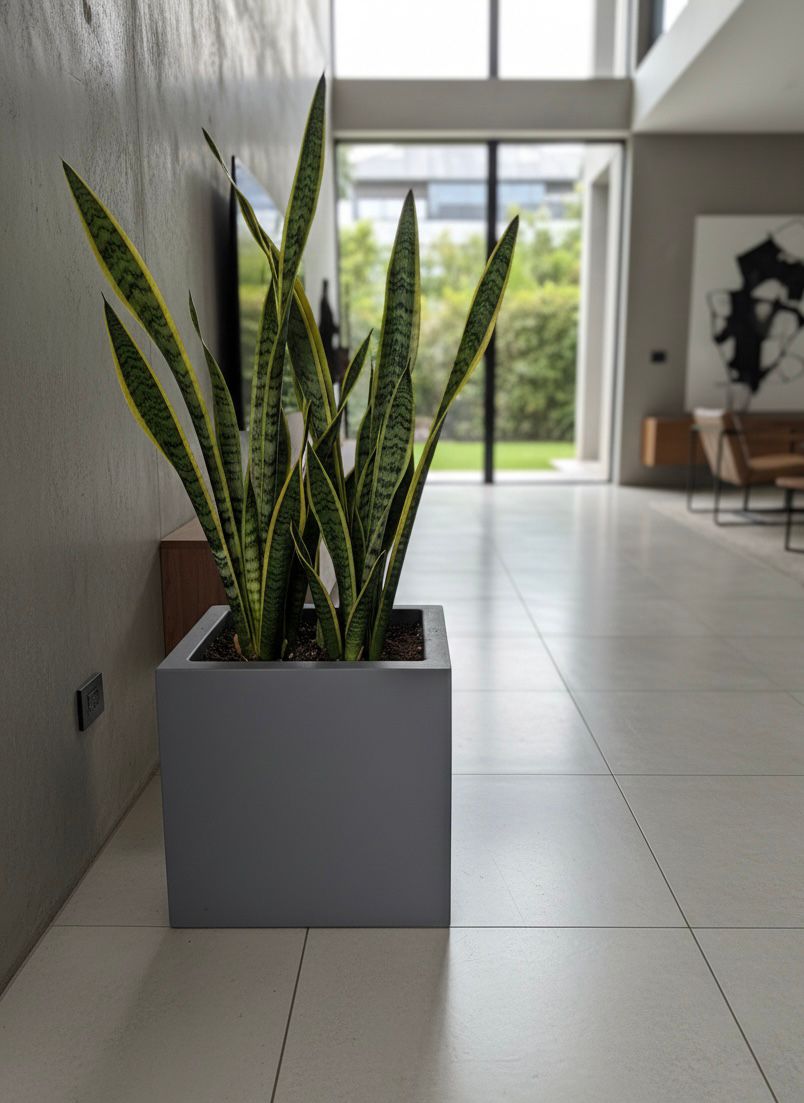 Maceta minimalista cuadrada amplia 40x36 cm resistente colores disponibles.