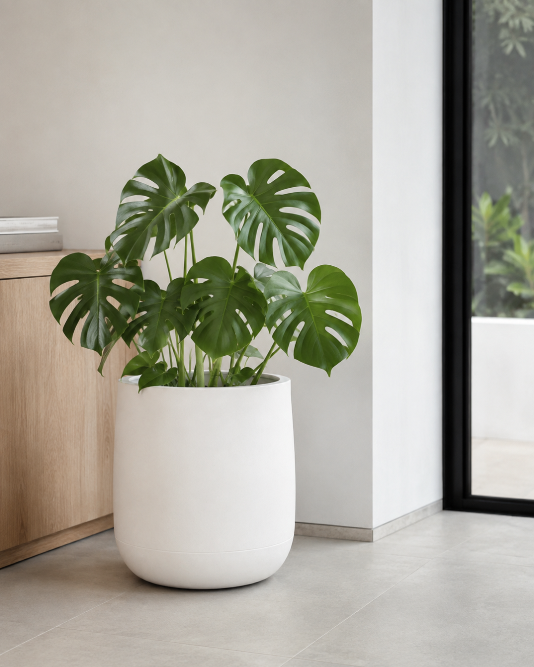 Maceta amplia 40 cm resistente interior exterior diseño moderno